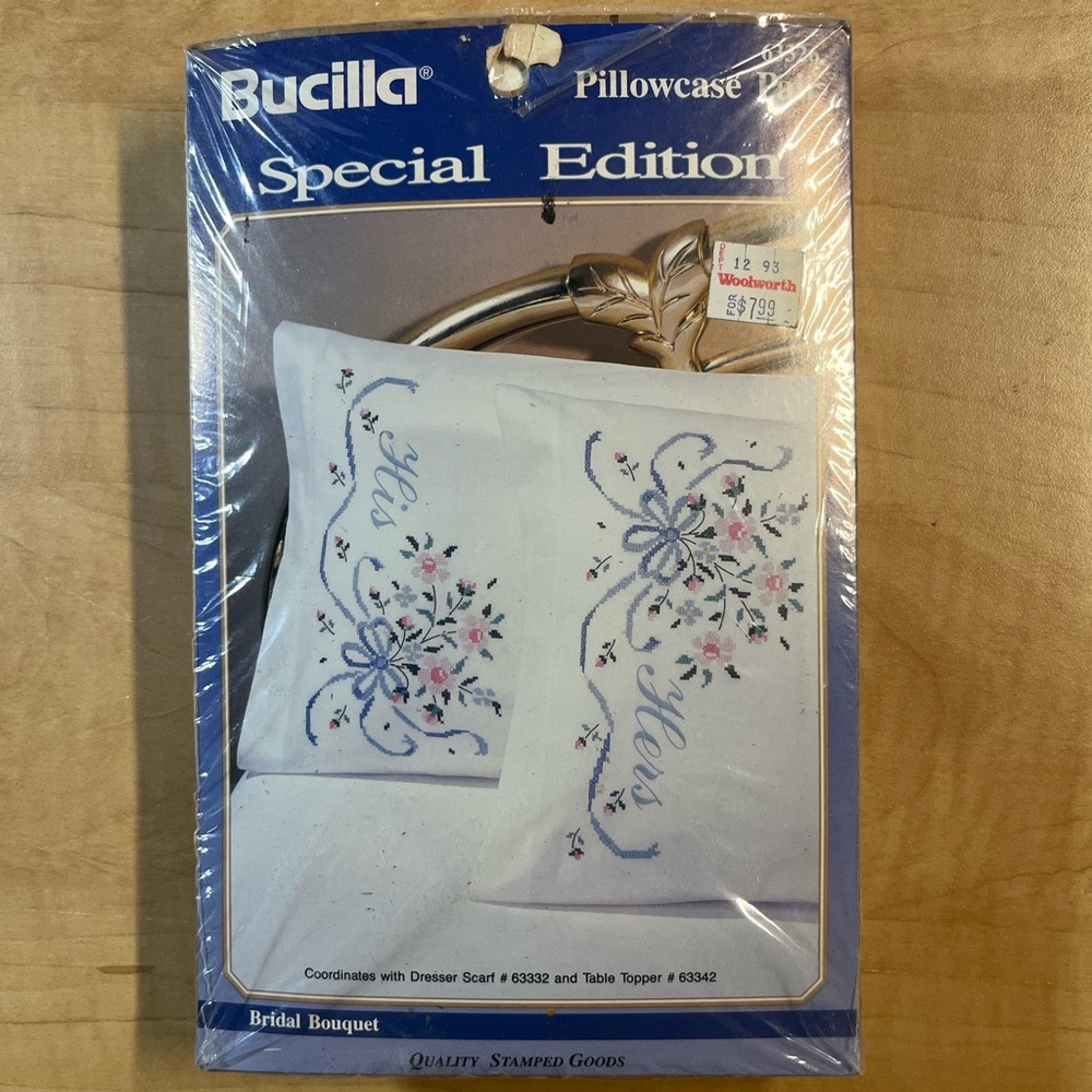 bucilla 63326 Special Edition Bridal Bouquet Pillow Case Pair 20”X 30” Vintage